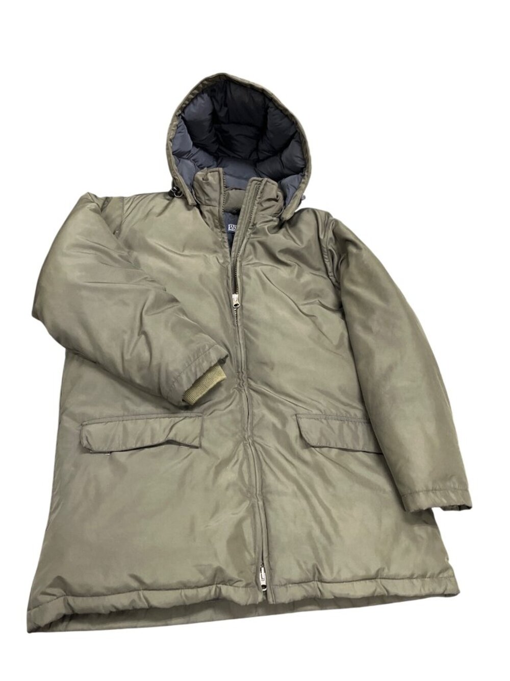 Lands End wms olive green petite hooded long winter parka coat sz M SKU 10-781